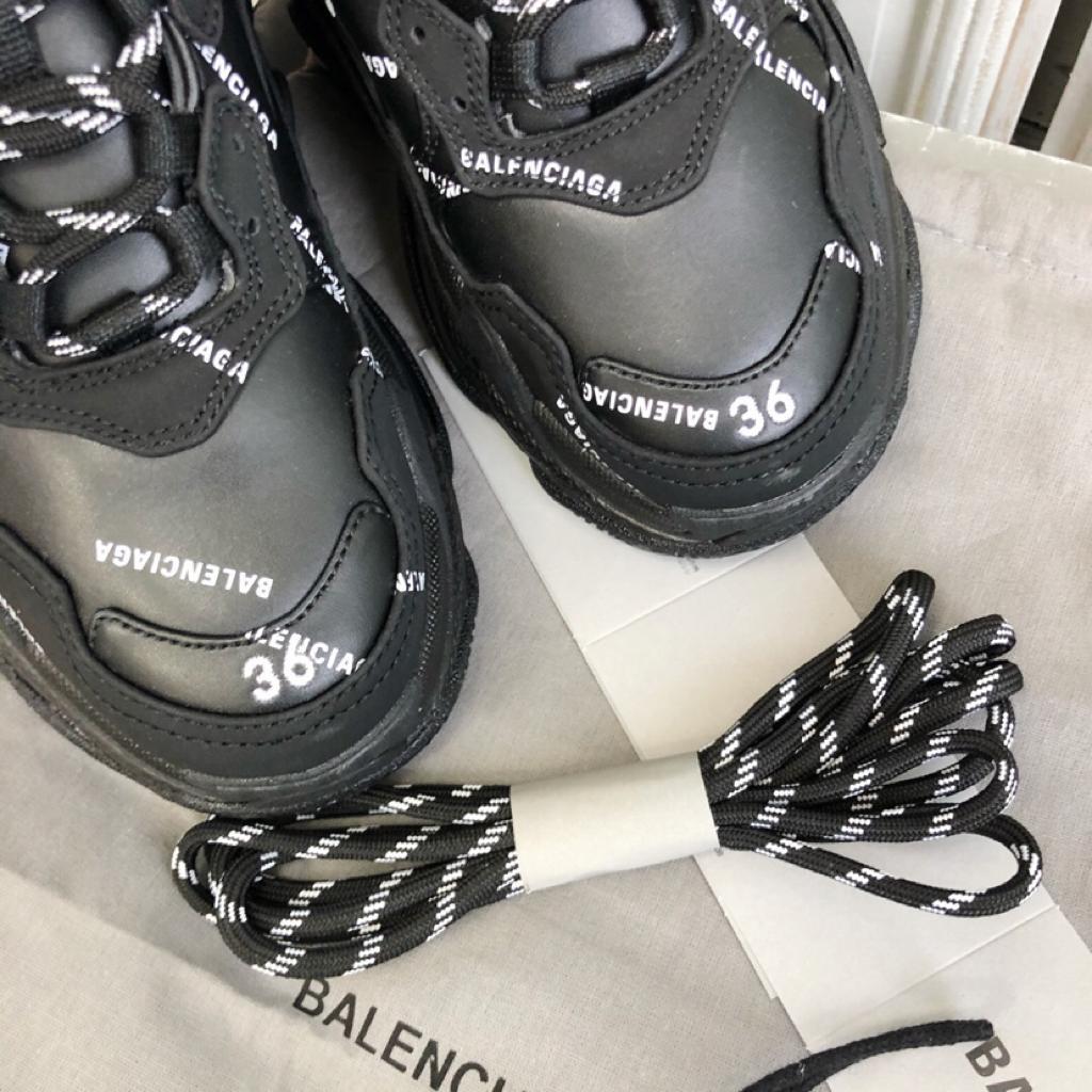 Balenciaga Triple S Allover Logo Black - vstockx