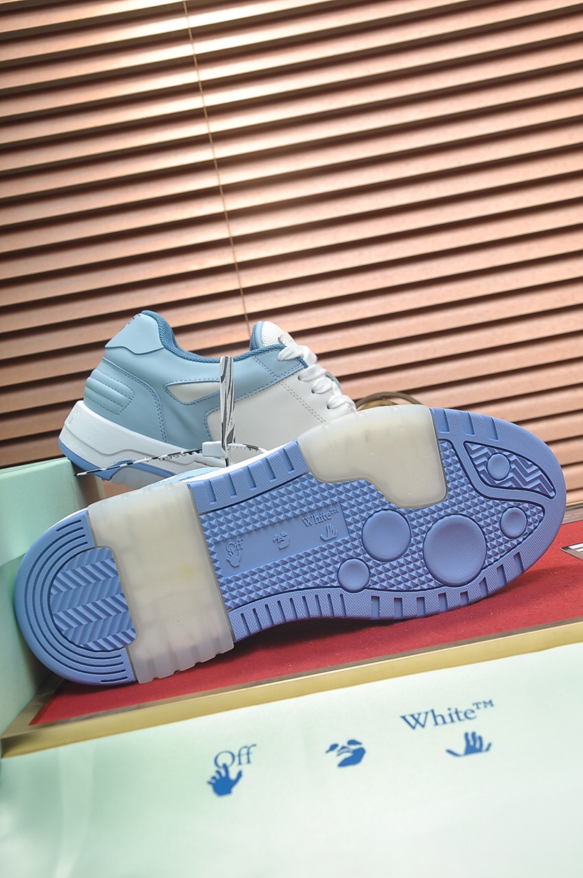 OFF-WHITE OOO Low Out Of Office Calf Leather White Light Blue - vstockx