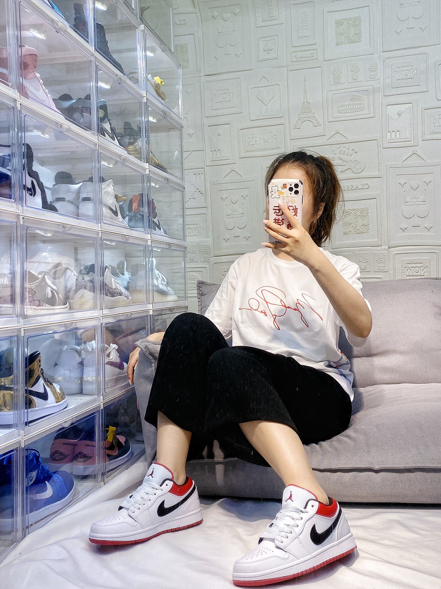 Jordan 1 Low White University Red Black - vstockx
