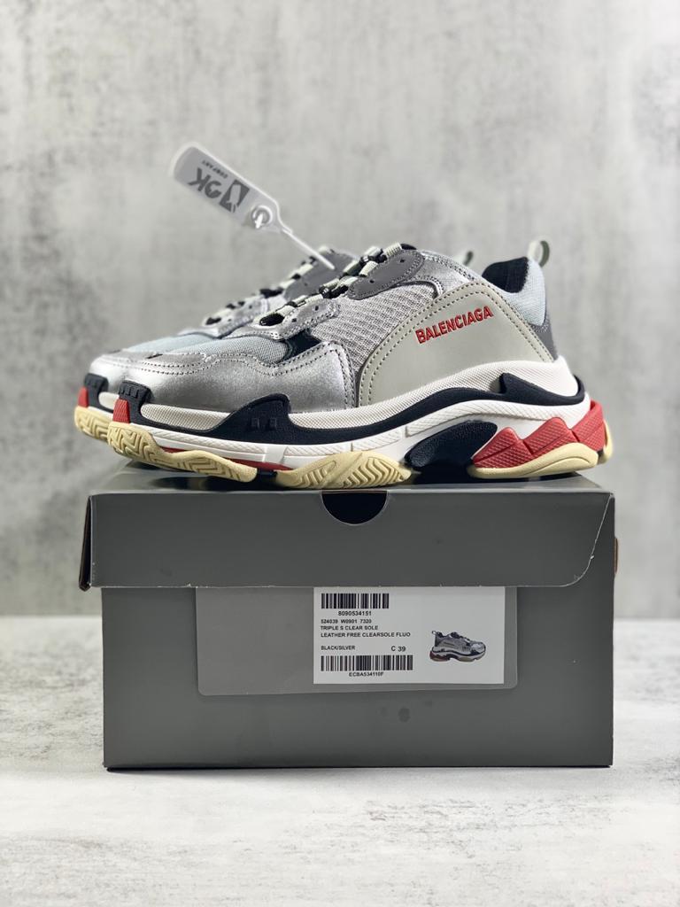 Balenciaga Triple S Silver Red (2018) - vstockx