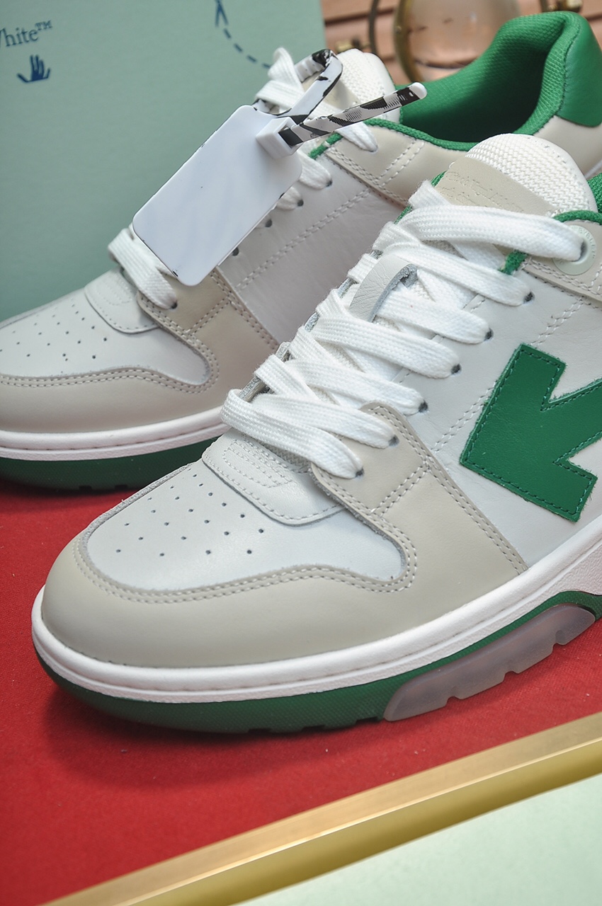 OFF-WHITE Out Of Office OOO Low Tops White Green 2021 - vstockx