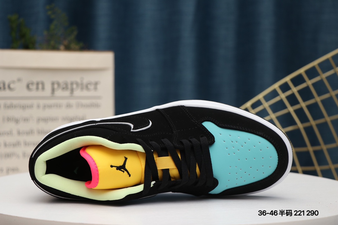 Jordan 1 Low Black Aurora Green Laser Orange - vstockx