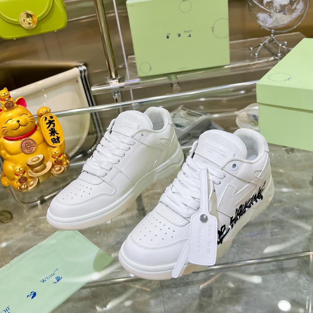 OFF-WHITE Out Of Office OOO Low Tops For Walking White Black - vstockx