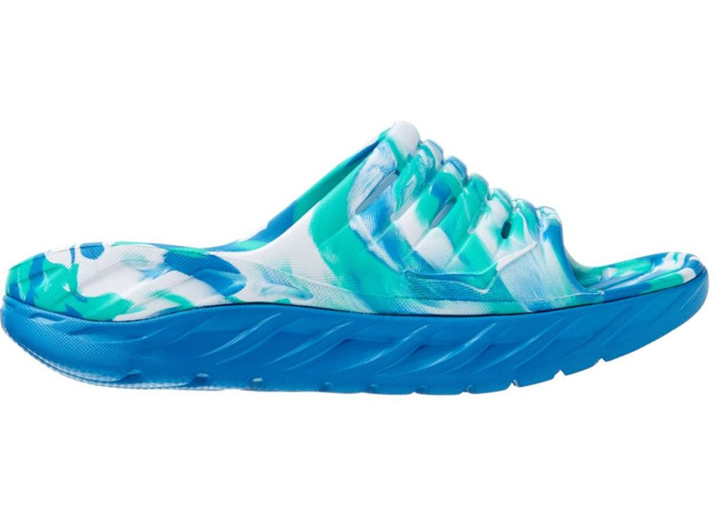 Hoka One One Ora Recovery Slide Swirl Atlantis Blue Coral - vstockx