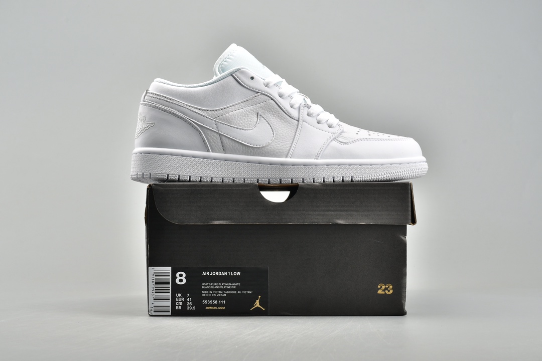 Jordan 1 Low Triple White Tumbled Leather - vstockx