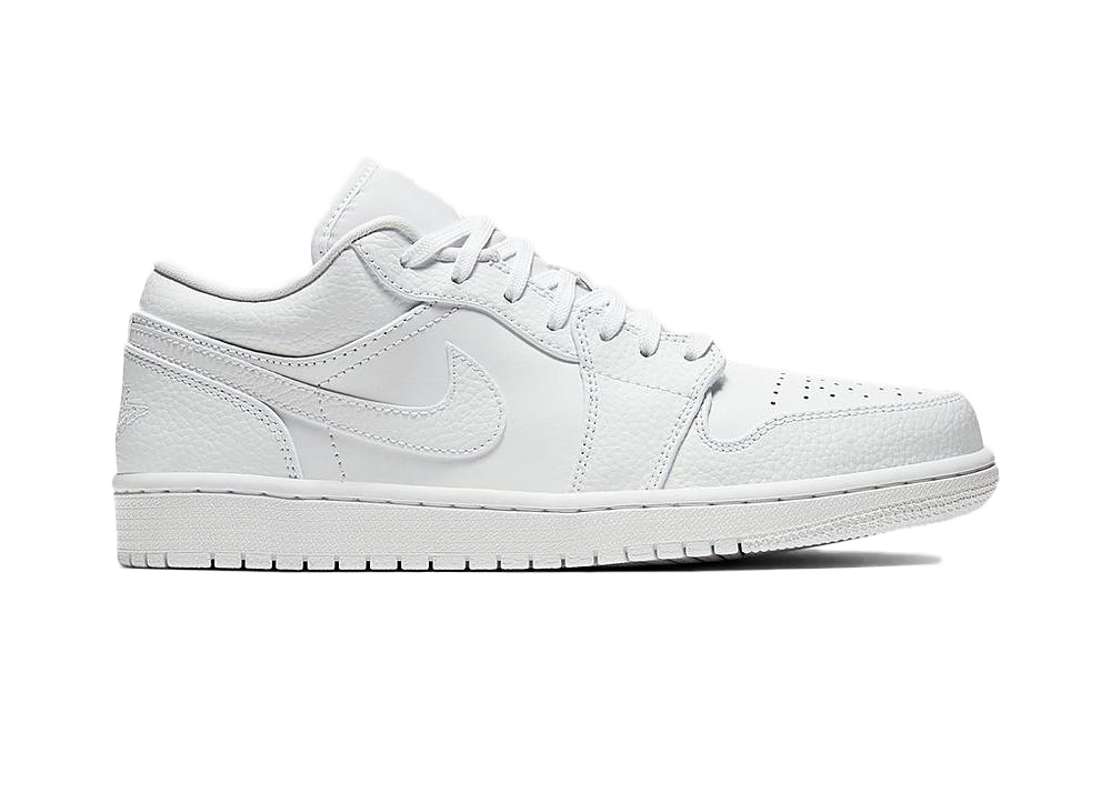 Jordan 1 Low Triple White Tumbled Leather - vstockx