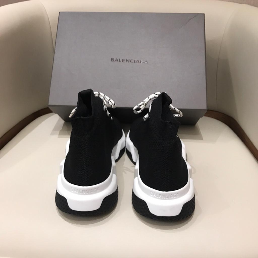 Balenciaga Speed Trainer Lace Up Black White Black (W) - vstockx
