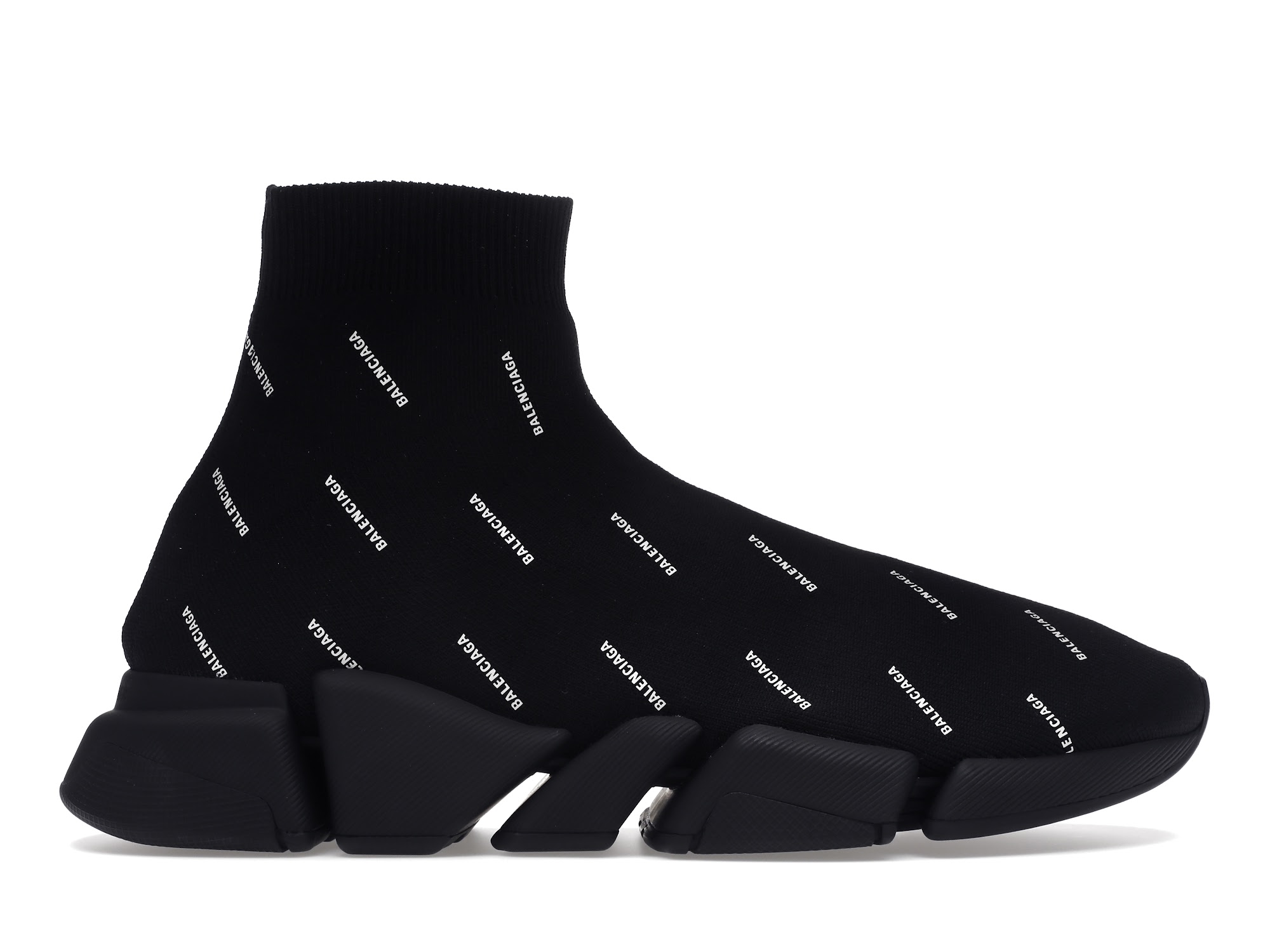 Balenciaga Speed Trainer 2.0 All Over Logo Black White - vstockx