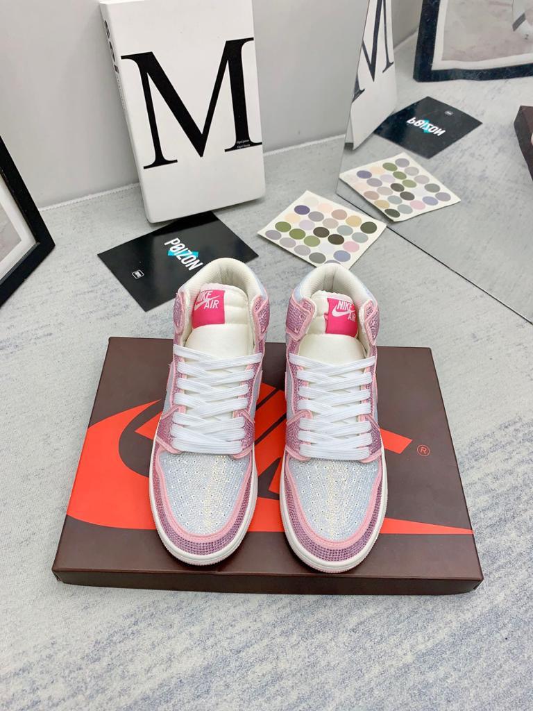 Jordan 1 white pink full diamond custom - vstockx