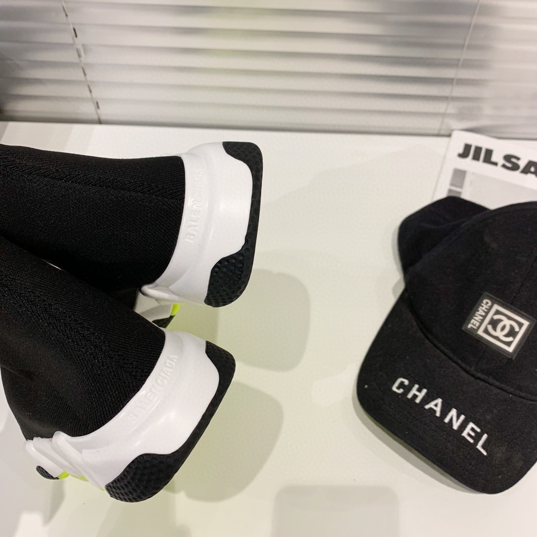 Balenciaga Speed Trainer Black White Neon 2019 - vstockx