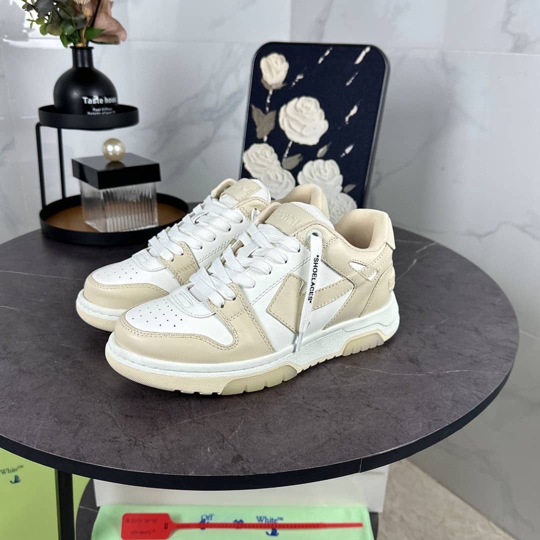 OFF-WHITE Out Of Office OOO Low Tops light beige white - vstockx