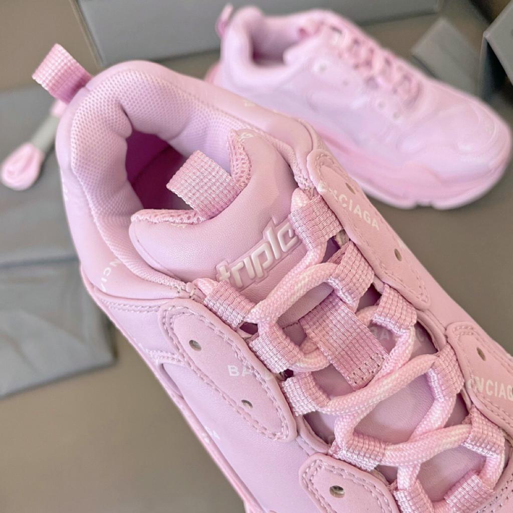 Balenciaga All Over Logo Triple S Pink White - vstockx