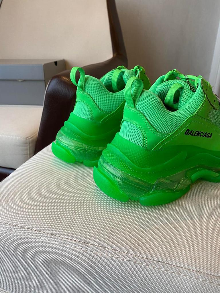 Balenciaga Triple S Neon Green Clear Sole - vstockx