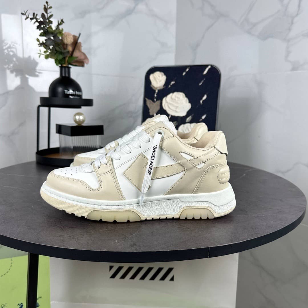 OFF-WHITE Out Of Office OOO Low Tops light beige white - vstockx