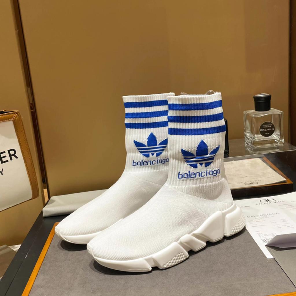 Balenciaga x adidas Speed Trainer White Blue - vstockx