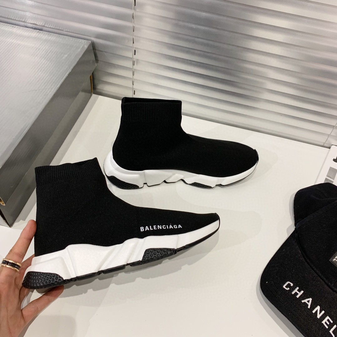 Balenciaga Speed Trainer Black White (2021) - vstockx