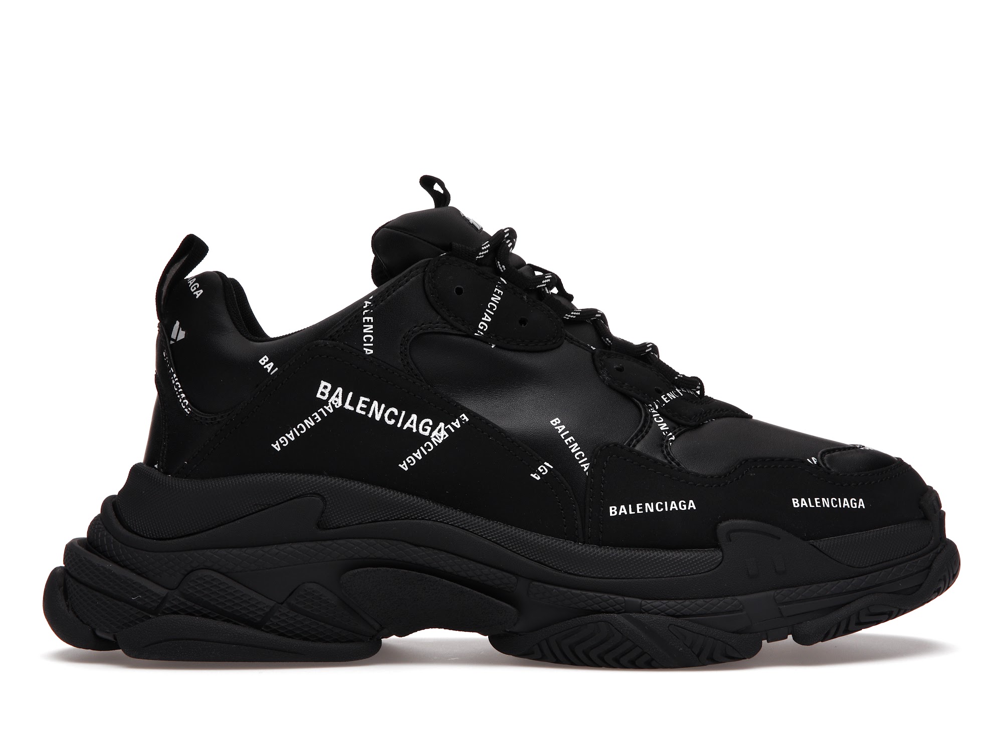 Balenciaga Triple S Allover Logo Black - vstockx
