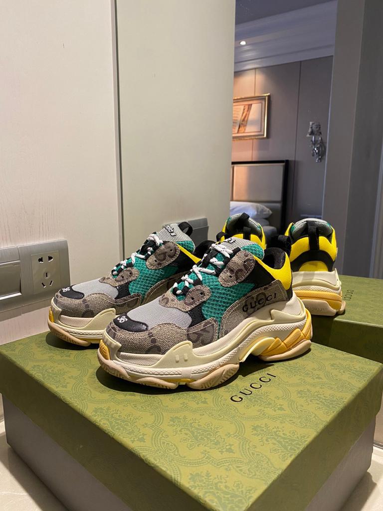 Gucci x Balenciaga The Hacker Project Triple S Beige Green Yellow - vstockx