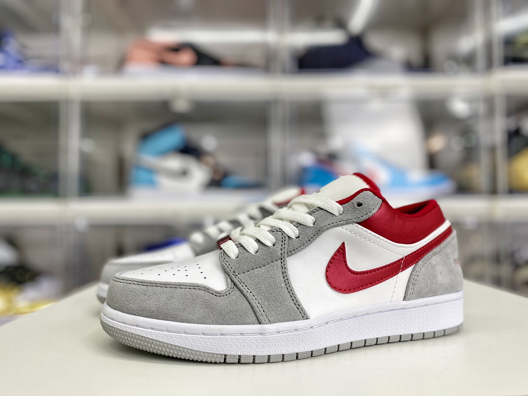 Jordan 1 Low SE Light Smoke Grey Gym Red - vstockx