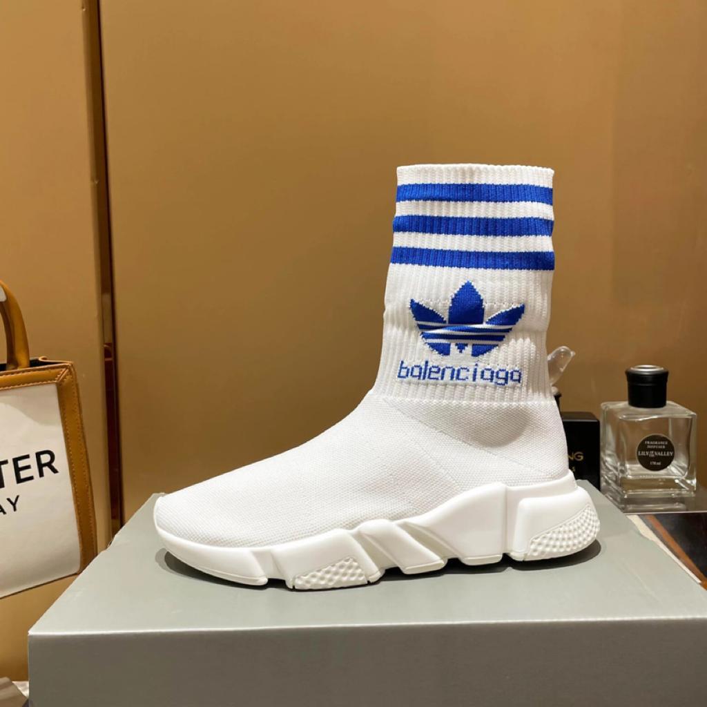 Balenciaga x adidas Speed Trainer White Blue - vstockx