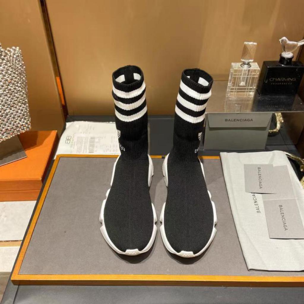 Balenciaga x adidas Speed Trainer Black White - vstockx