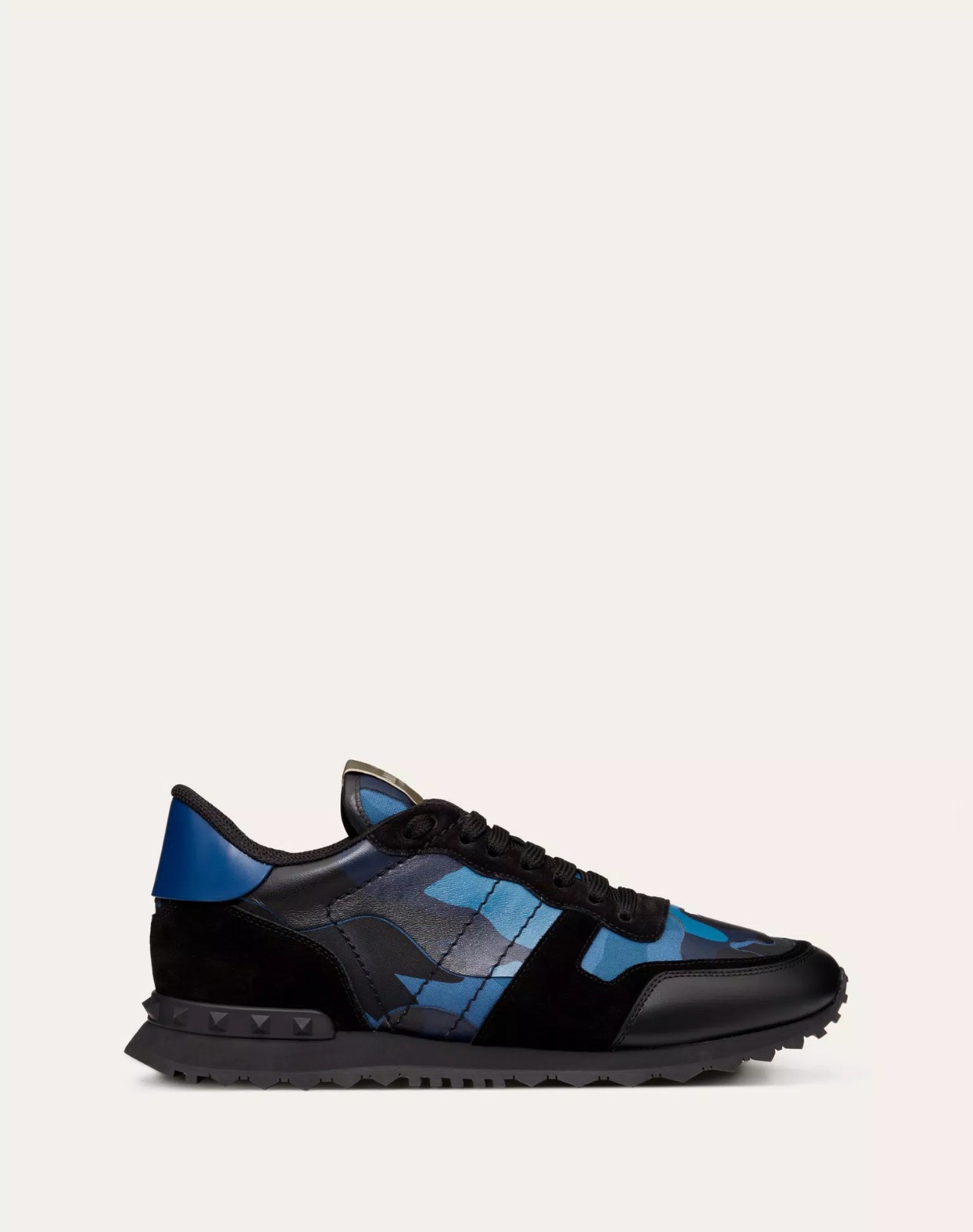 Valentino Garavani Camouflage Rockrunner Sneaker in fabric and nappa leather BLUE - vstockx
