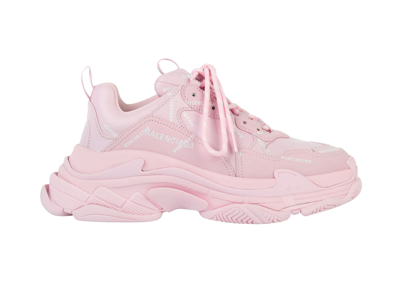 Balenciaga All Over Logo Triple S Pink White - vstockx