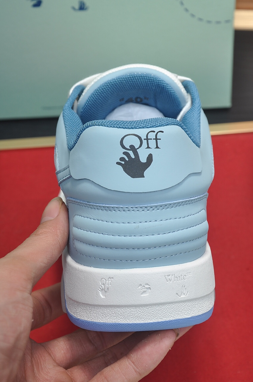 OFF-WHITE OOO Low Out Of Office Calf Leather White Light Blue - vstockx