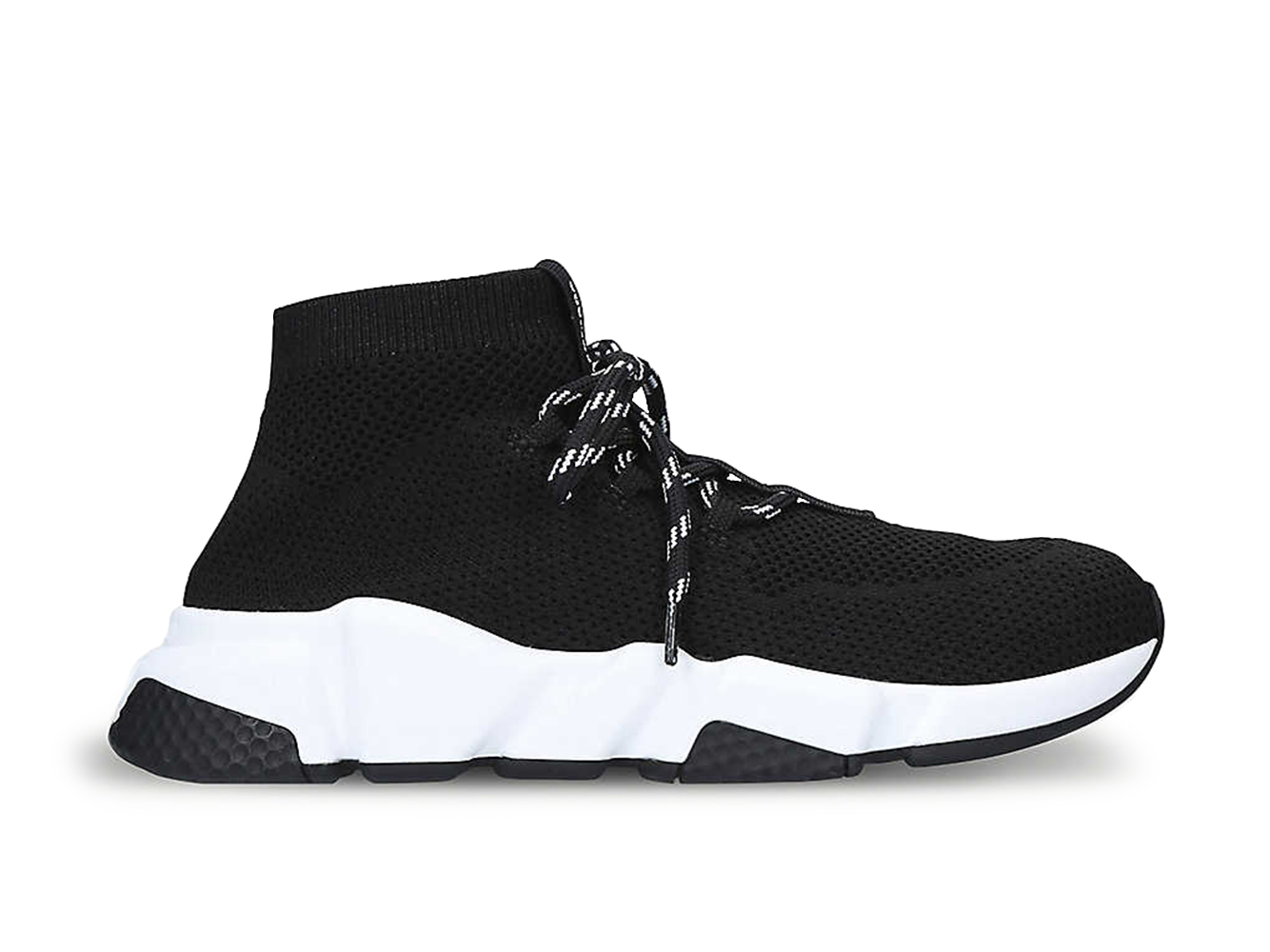 Balenciaga Speed Trainer Lace Up Black White Black (W) - vstockx