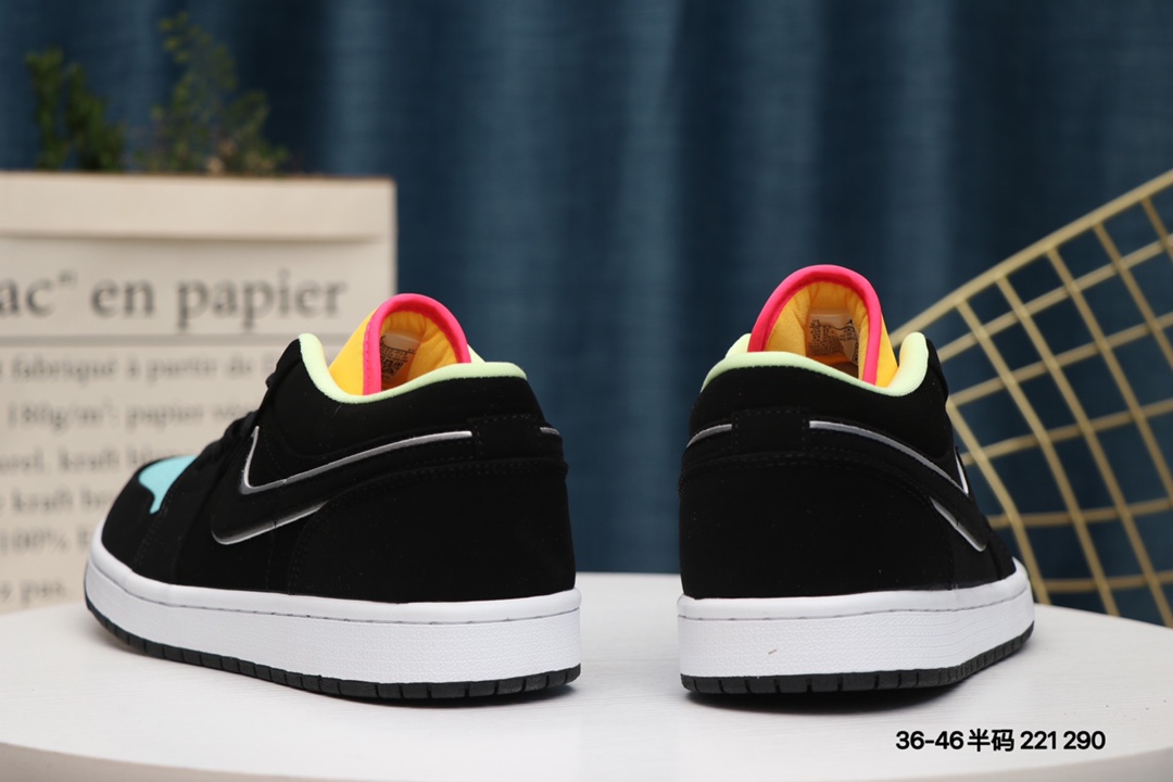 Jordan 1 Low Black Aurora Green Laser Orange - vstockx