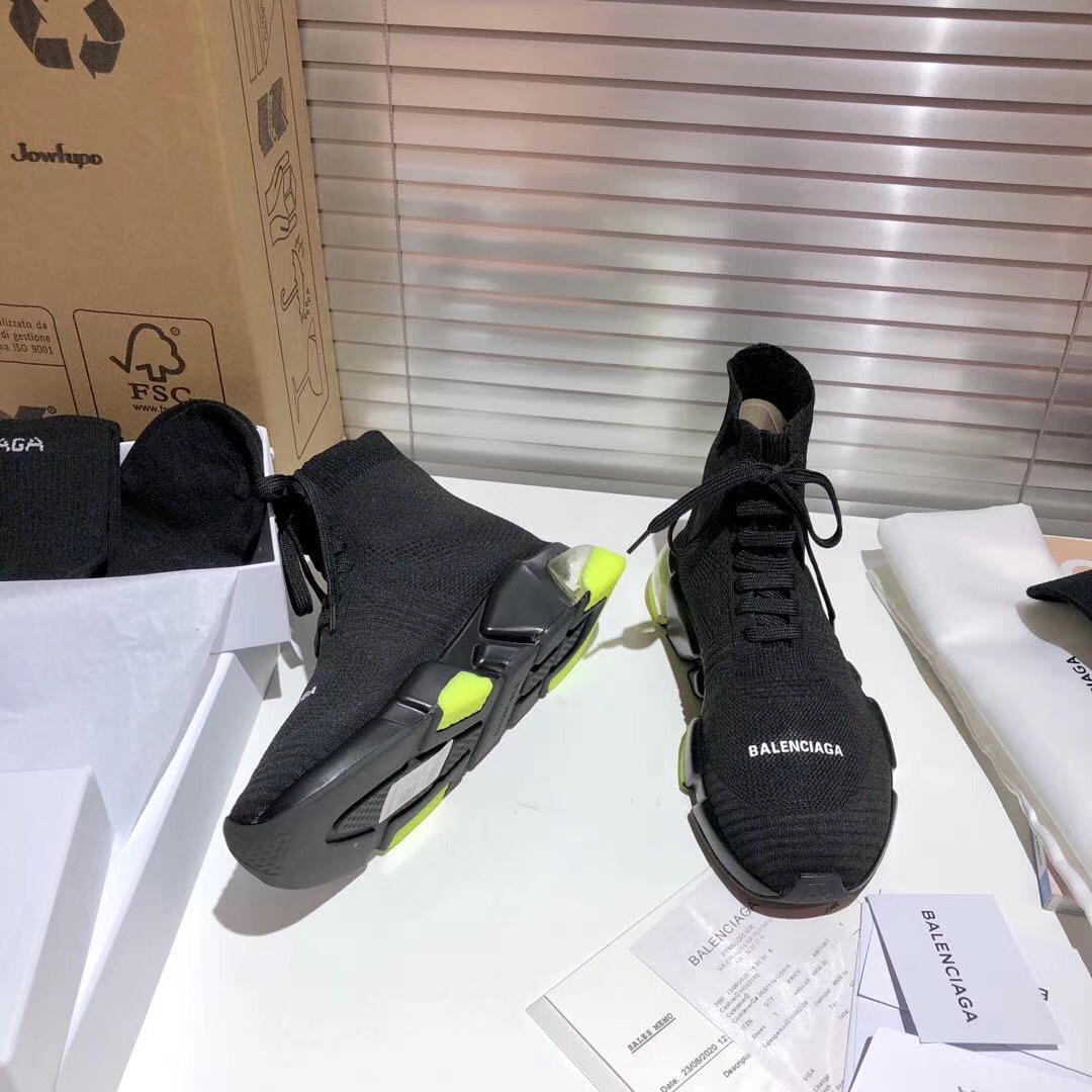 Balenciaga Speed Lace Up Clear Sole Yellow Fluo - vstockx