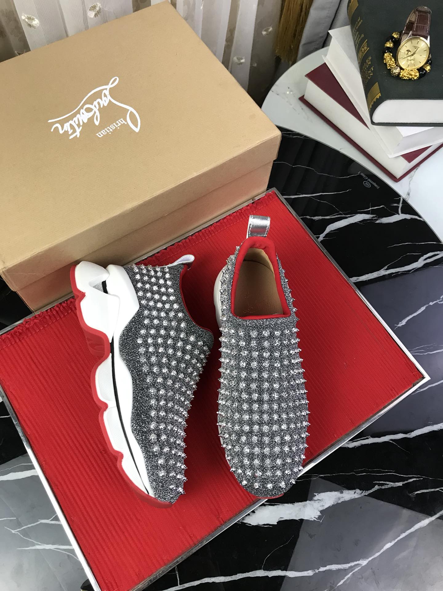 Christian Louboutin Spike Sock Flat Sneakers 2 - vstockx