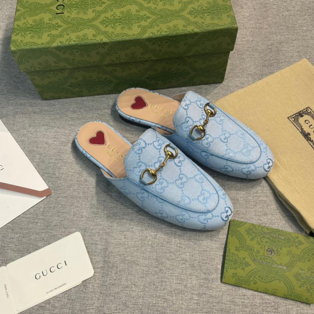 Gucci WOMEN'S PRINCETOWN SLIPPER WITH GG - vstockx