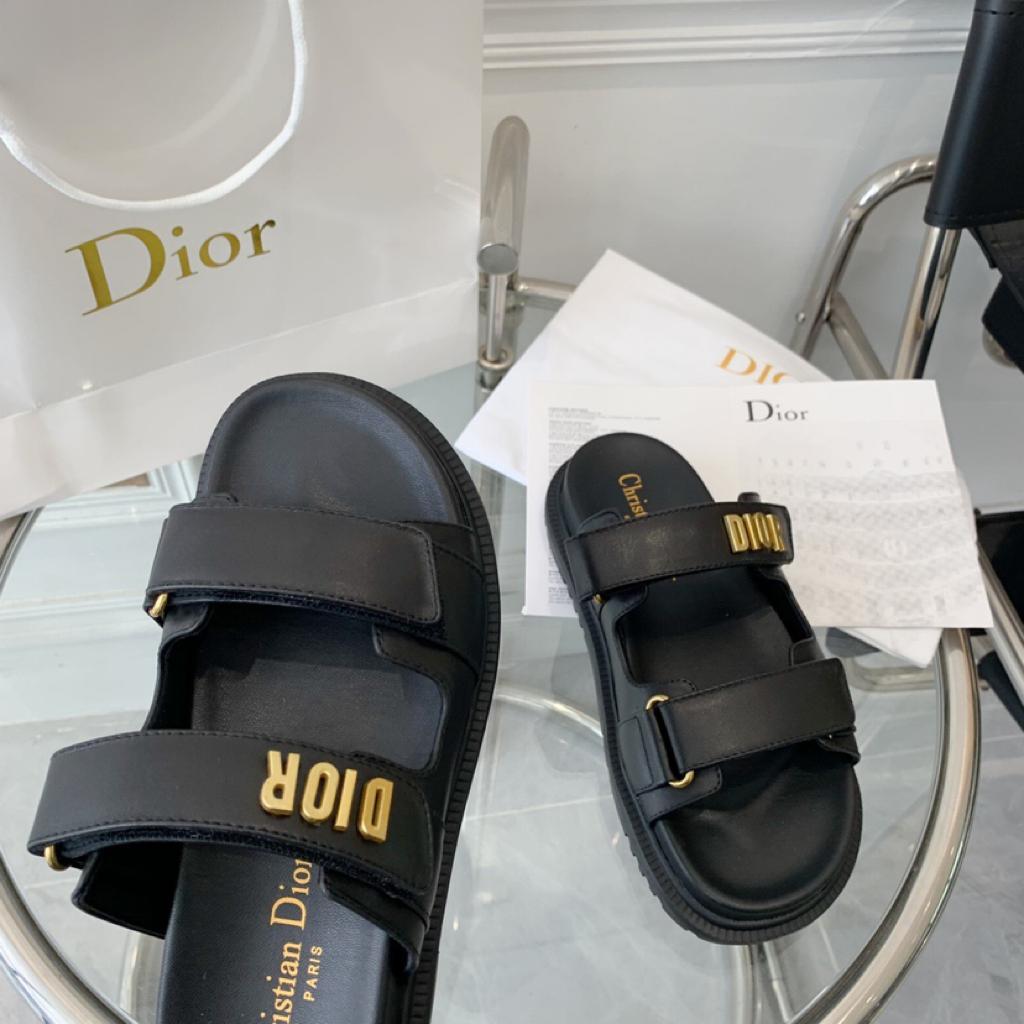 DIOR DIORACT SLIDE Black Lambskin - vstockx