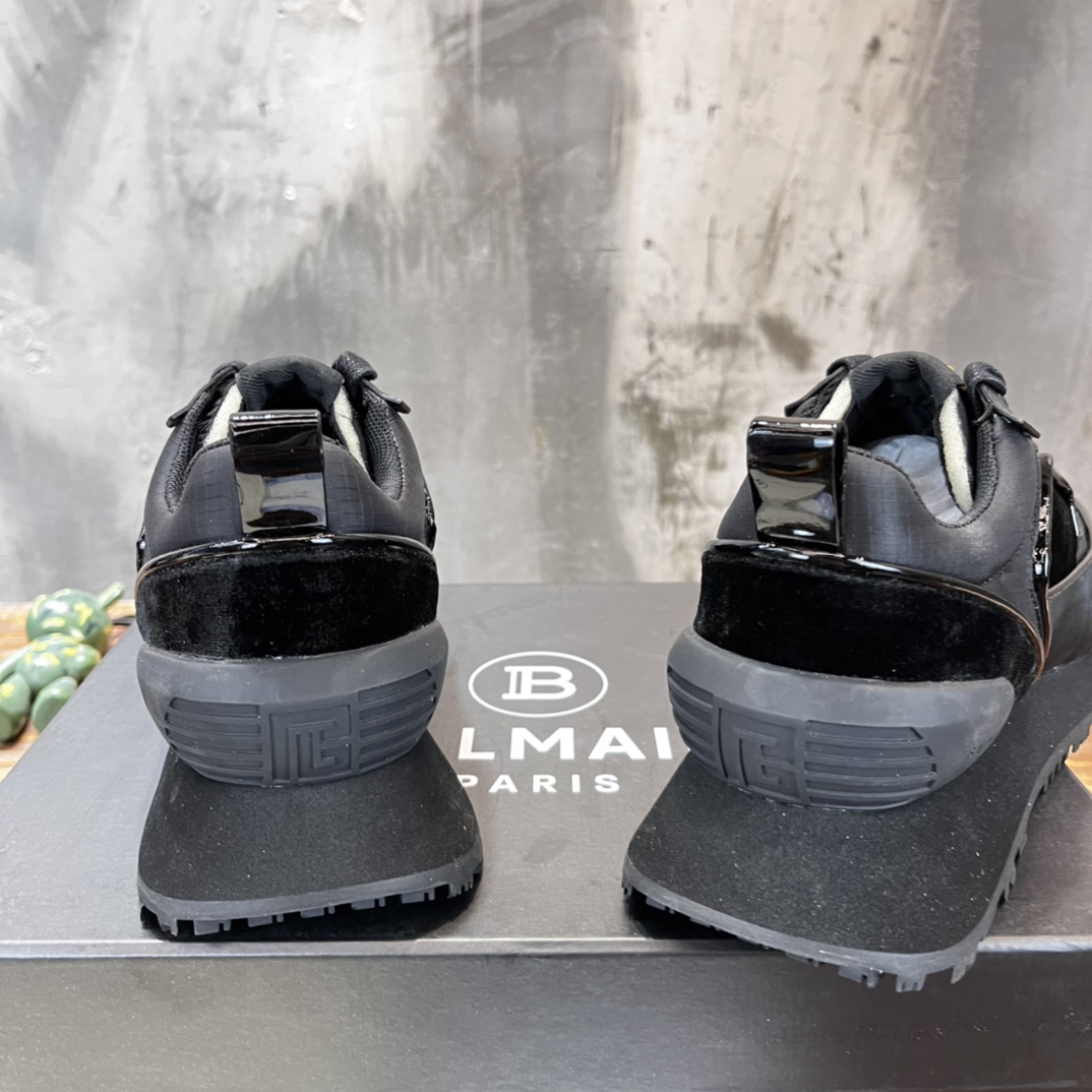 Balmain Velvet nylon and mesh low-top Racer sneaker 20 - vstockx