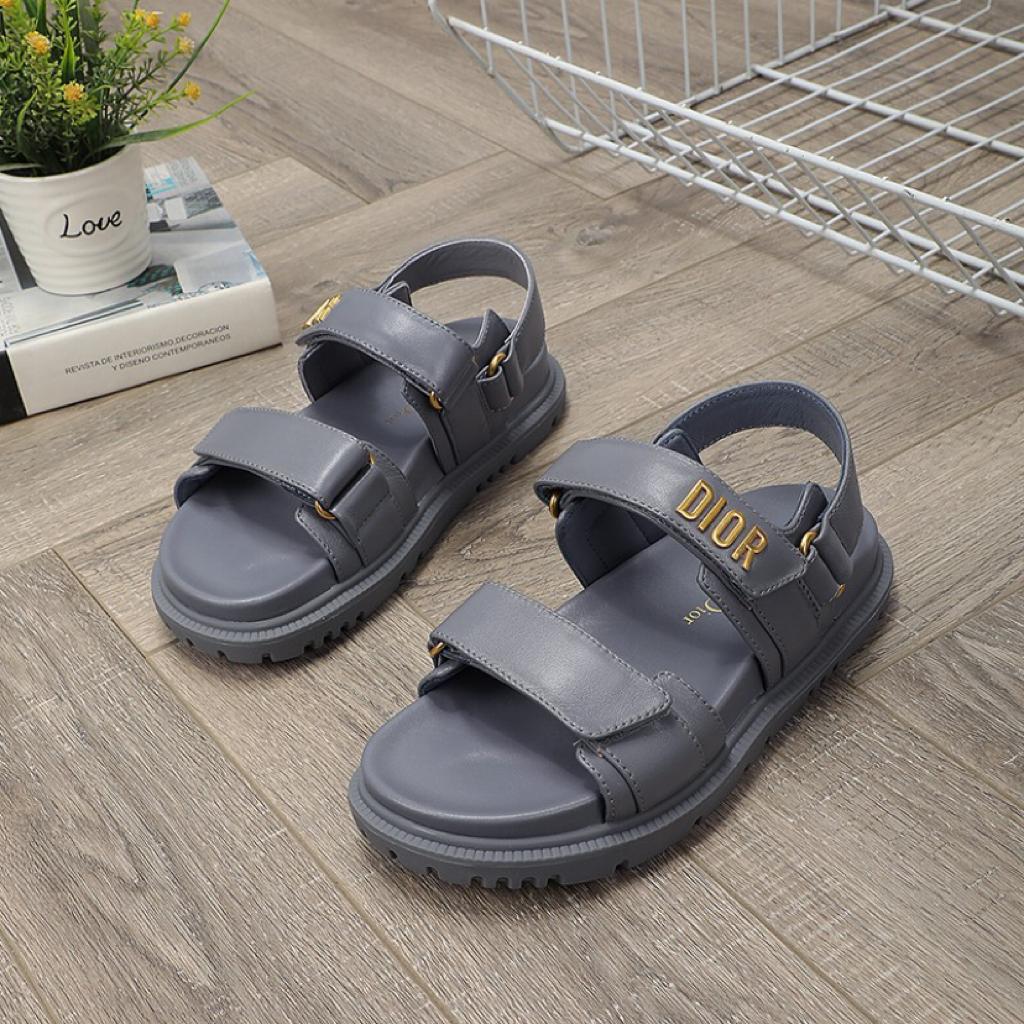 DIOR DIORACT SANDAL Gray Stone Lambskin - vstockx