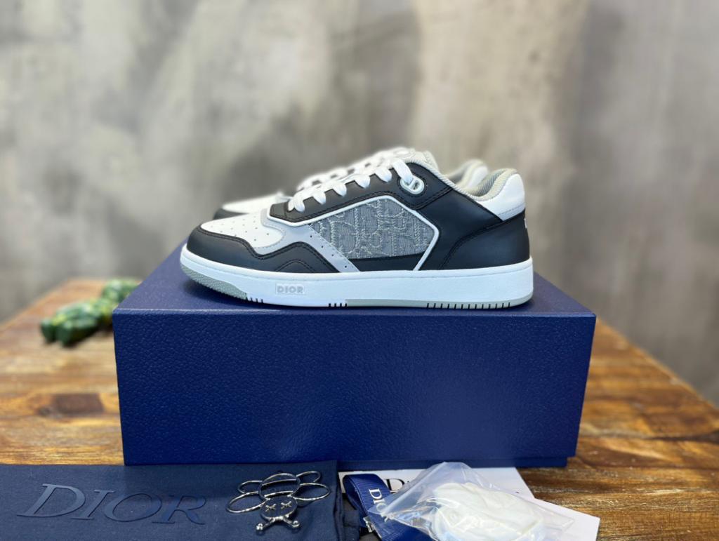 Dior B27 Low Anthracite White Dior Oblique Jacquard Ruthenium Metallic Threads - vstockx