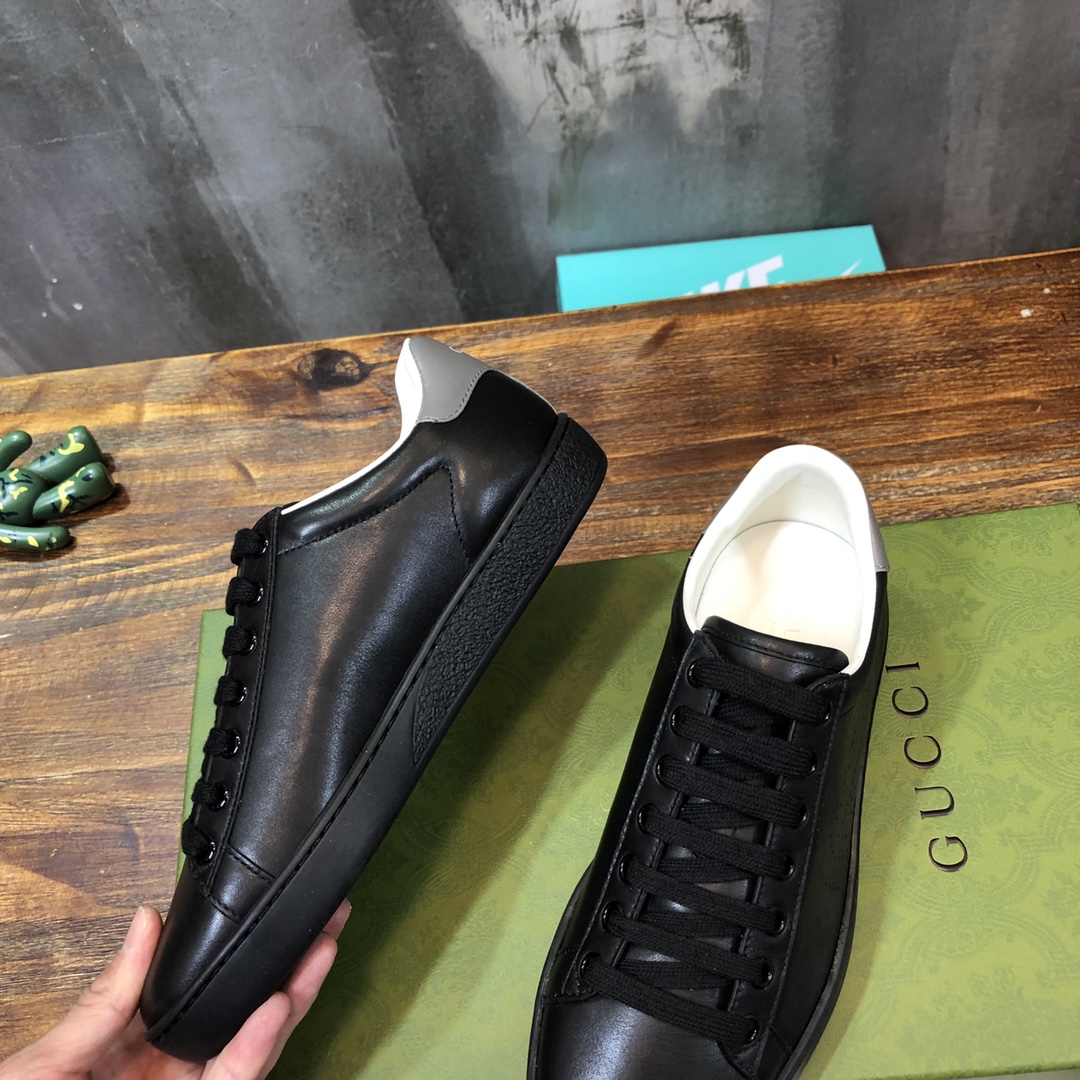Gucci Ace Perforated Interlocking G Black - vstockx
