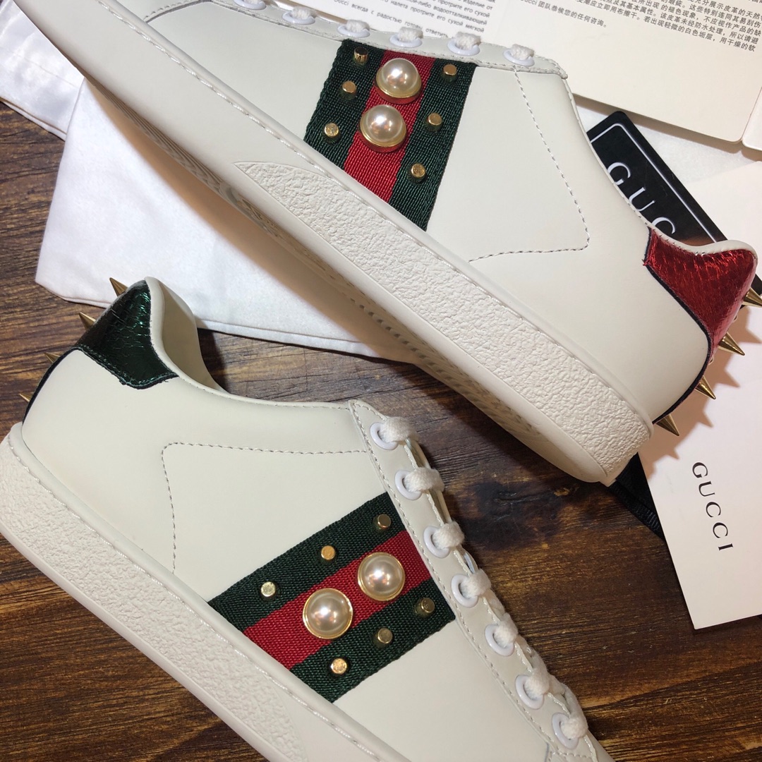 Gucci Ace Studded Pearl (W) - vstockx