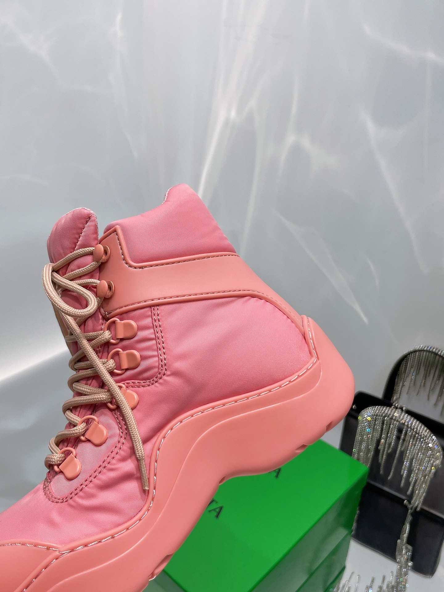 Bottega Veneta Puddle Bomber Lace-up Rubber And Shell Boots 4 - vstockx