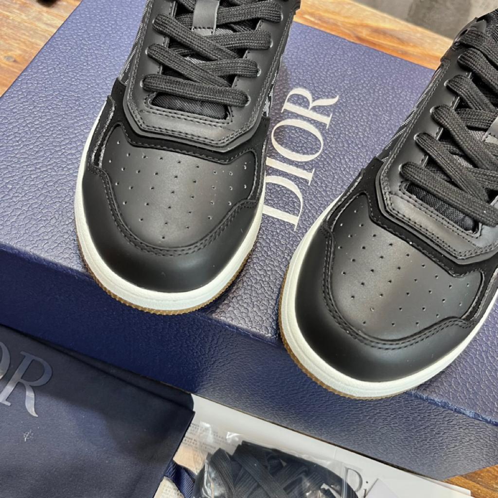 Dior B27 Low ERL Black Smooth Calfskin and Dior Oblique Galaxy Leather - vstockx