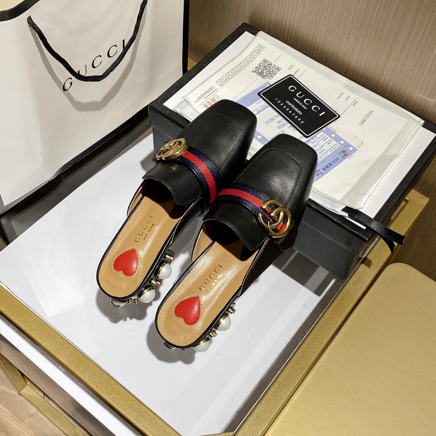 Gucci Leather mid-heel loafer Women 12 - vstockx