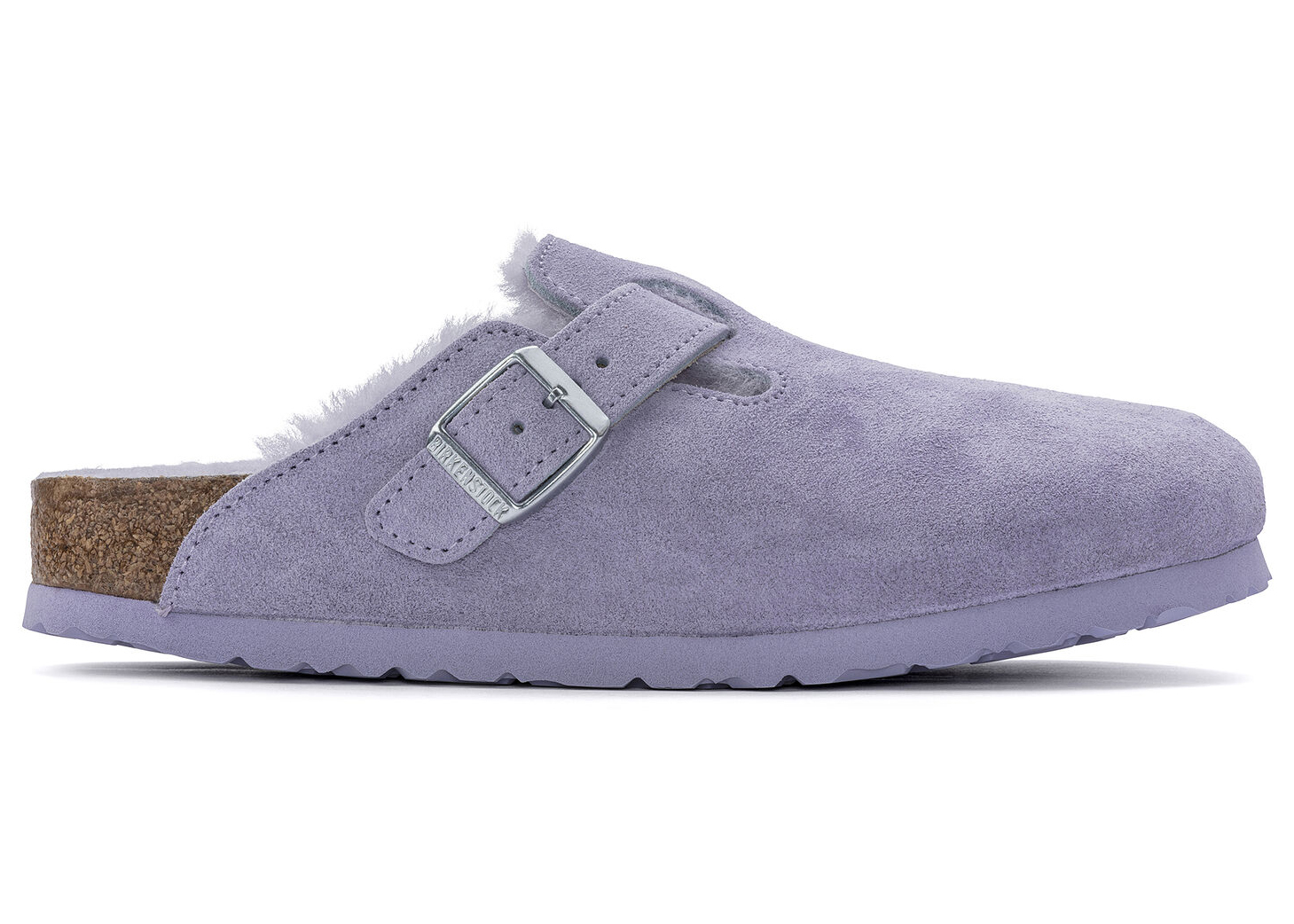Birkenstock Boston Shearling Suede Purple Fog - vstockx