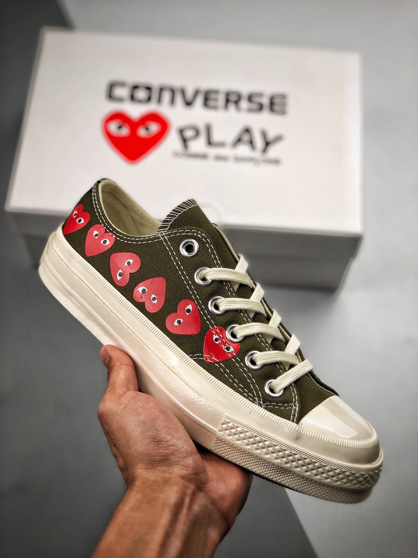 Converse Chuck Taylor All-Star 70 Ox Comme des Garcons Multi Heart Green - vstockx