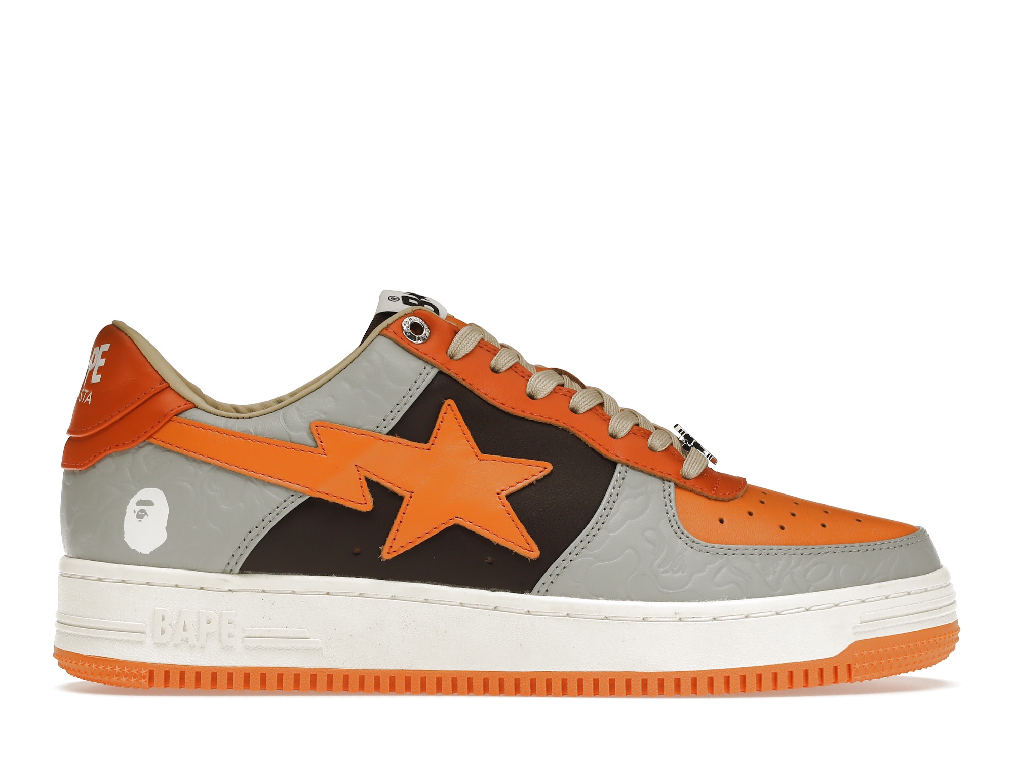 A Bathing Ape Bape Sta Low Grey Orange - vstockx