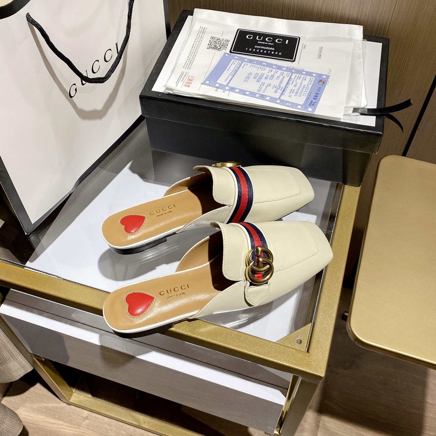 Gucci Leather mid-heel loafer Women 12 - vstockx