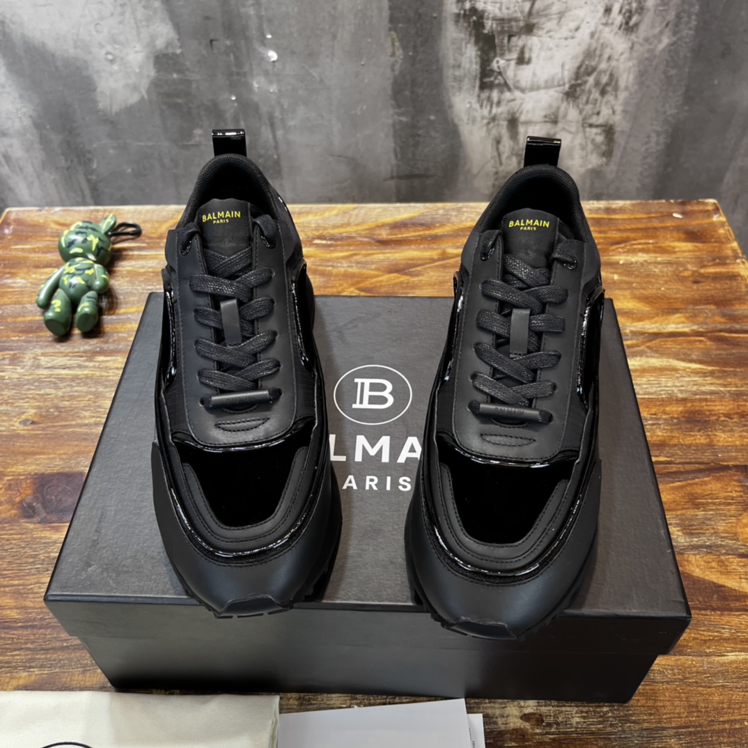 Balmain Velvet nylon and mesh low-top Racer sneaker 20 - vstockx