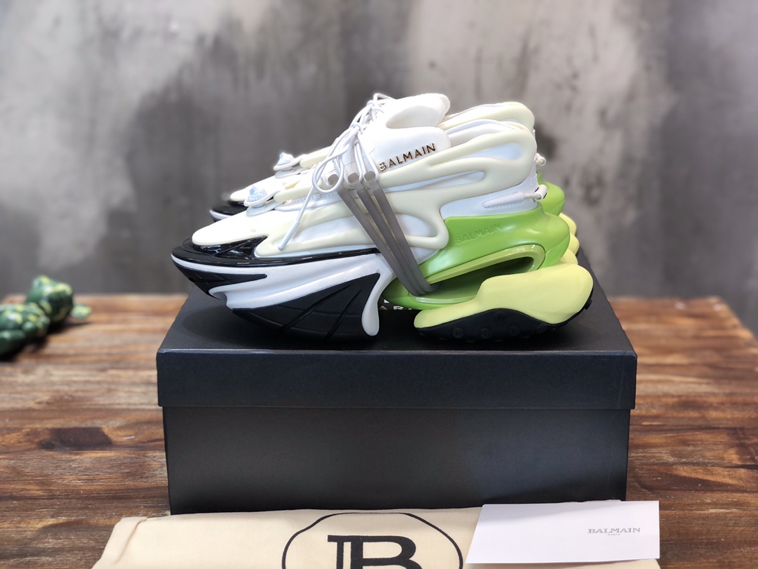 Balmain Unicorn Low-Top White Yellow - vstockx