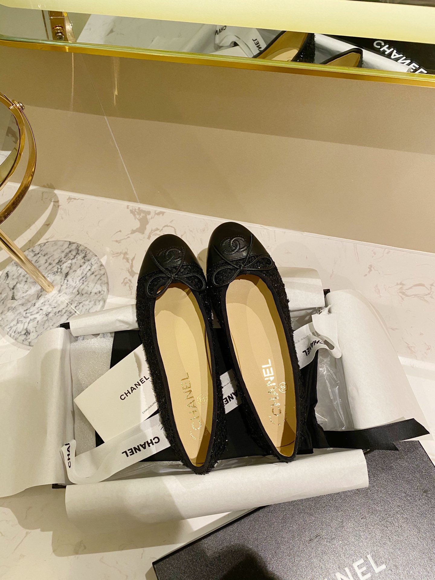 Chanel Ballerinas Fabric & Grosgrain 32 - vstockx