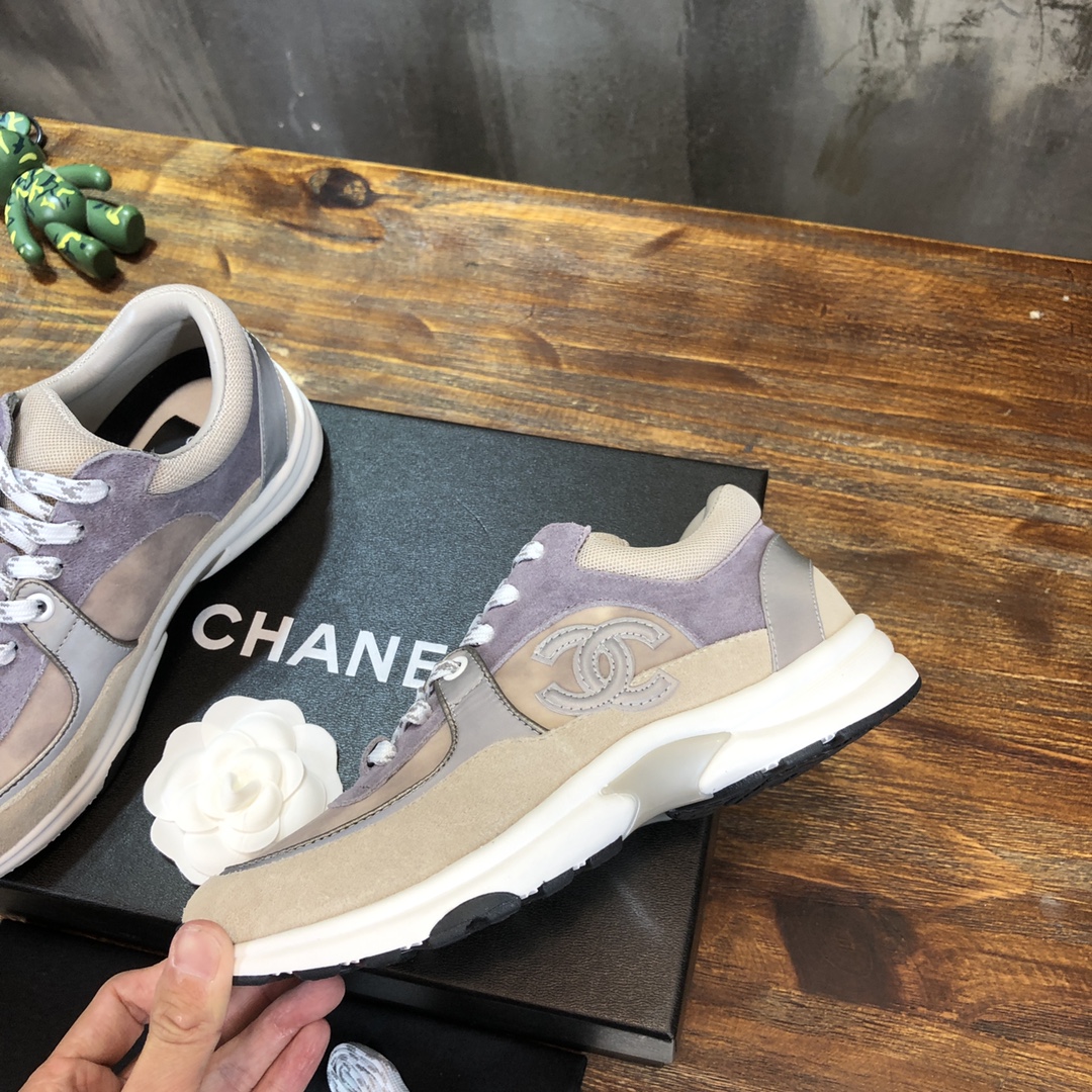 Chanel Fabric & Suede Calfskin Low Top Sneaker 46 - vstockx